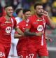 Andrea Petagna celebra el segundo gol del Monza ante el Nápoles.