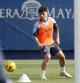 Nico Melamed, ejercitándose con el grupo en la sesión del Espanyol de hoy