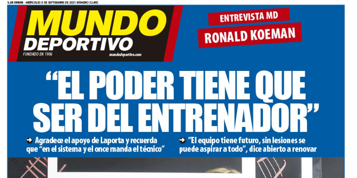 Portada de Mundo Deportivo del miércoles 8 de septiembre de 2021