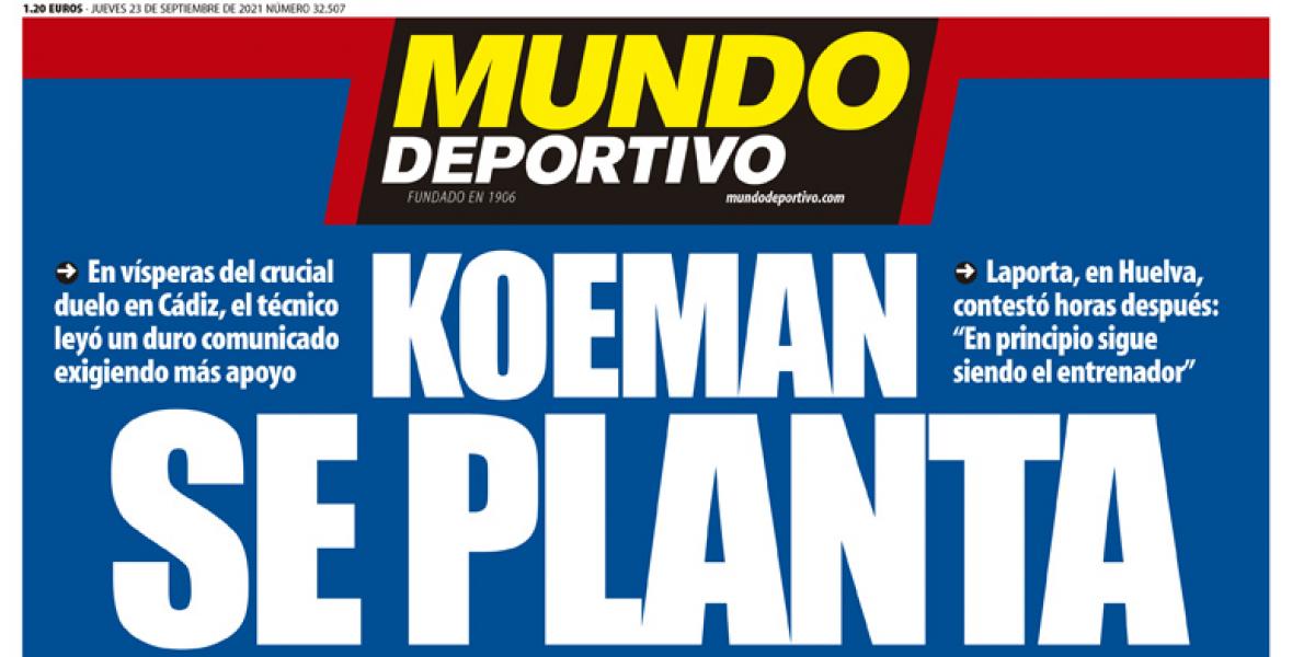 Portada de Mundo Deportivo del jueves 23 de septiembre de 2021
