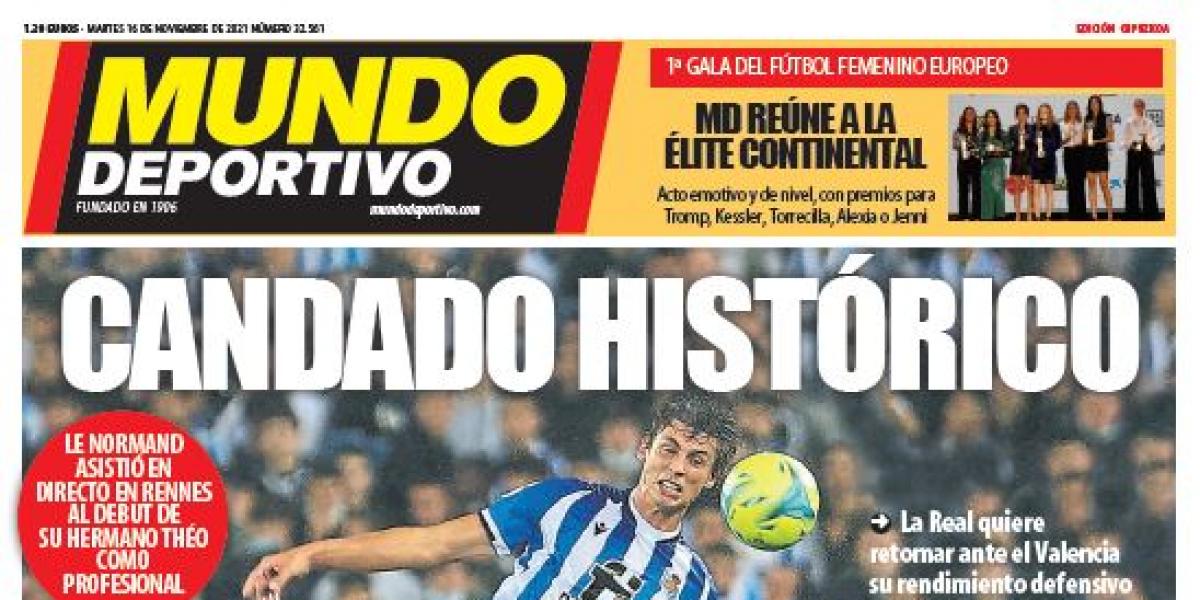 Portada de Mundo Deportivo Gipuzkoa del martes 16 de noviembre de 2021