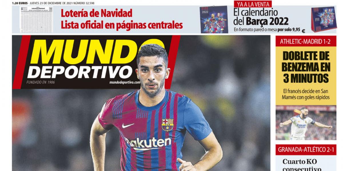 Portada de Mundo Deportivo del jueves 23 de diciembre de 2021