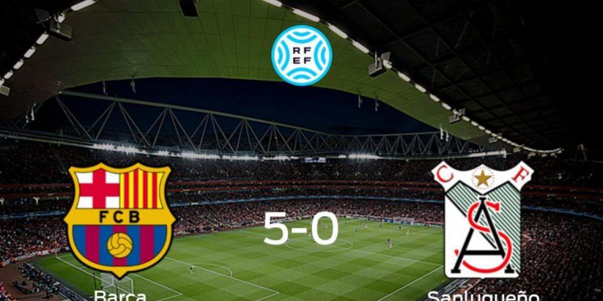 El Barcelona B se hace con los tres puntos tras golear al At. Sanluqueño en casa (5-0)