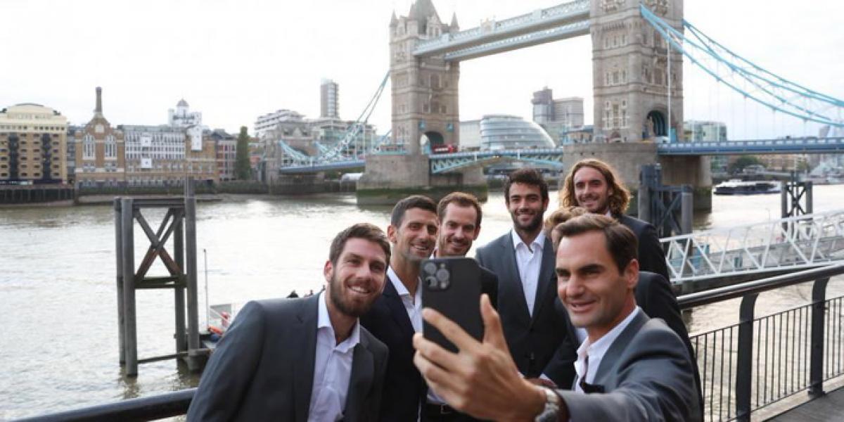 Los integrantes de la Laver Cup se fotografían en Londres a la espera de Nadal este jueves