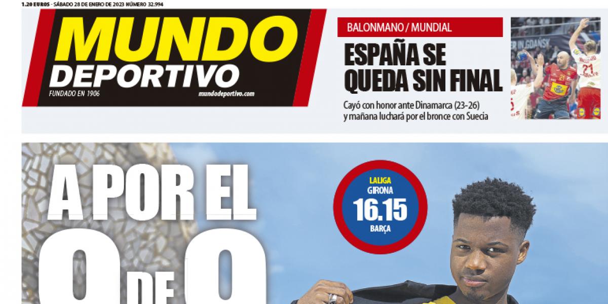 Portada de Mundo Deportivo del sábado 28 de enero de 2023