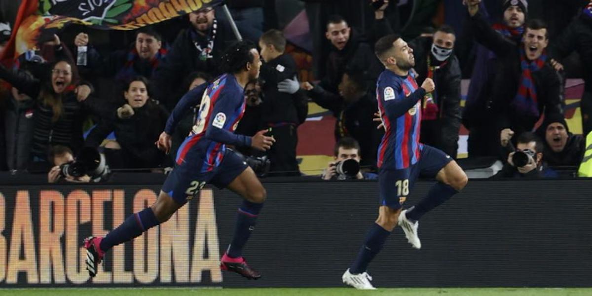 La celebración del gol de Jordi Alba