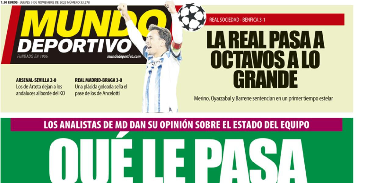 El problema del Barça y el pase del Madrid a octavos, en las portadas