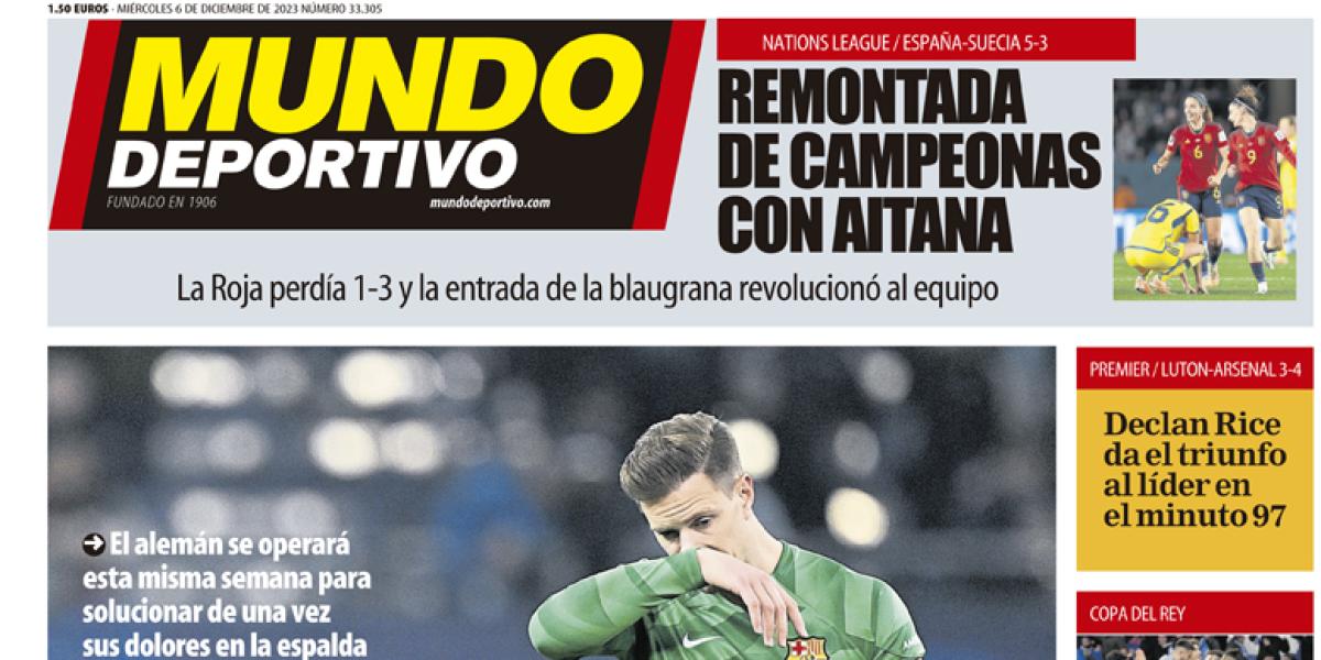 Portada de Mundo Deportivo del miércoles 6 de diciembre de 2023