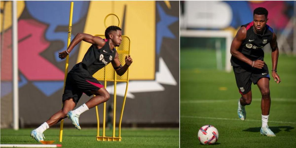 Ansu Fati da un paso más en su regreso y ya toca balón