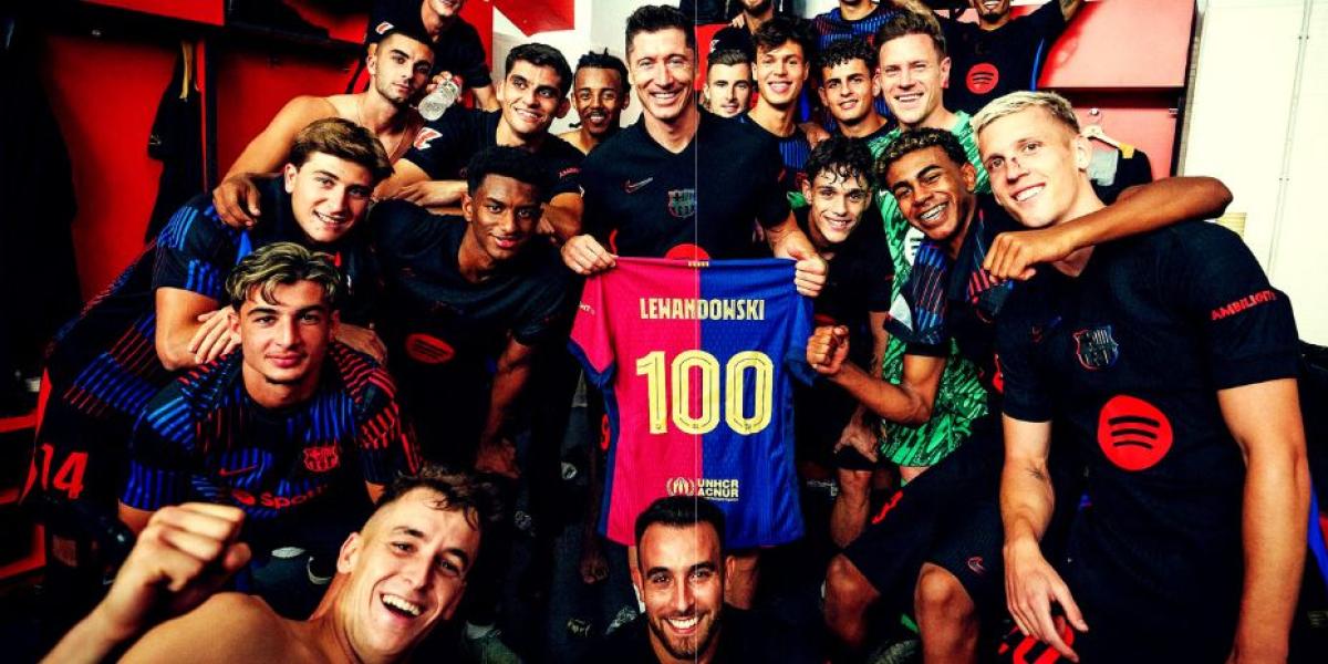 El detalle de la plantilla con Lewandowski por su partido 100 y su ambicioso mensaje
