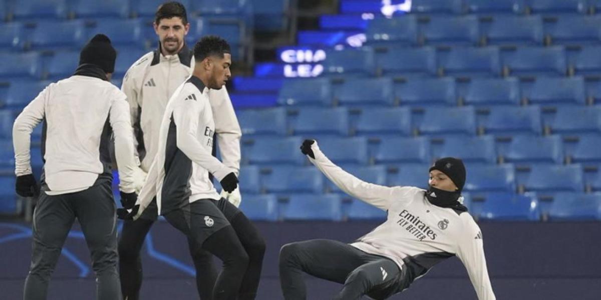 Suave entrenamiento del Real Madrid en el Etihad