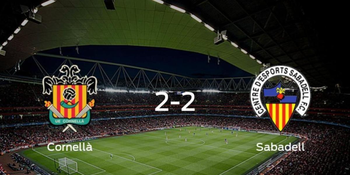El Cornellà y el Sabadell se reparten los puntos y empatan 2-2