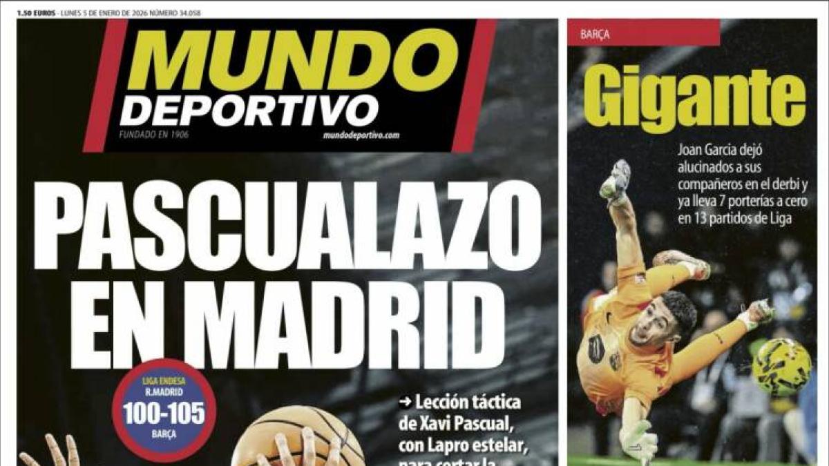 Joan Garcia y la victoria del Barça frente al Real Madrid de baloncesto, protagonistas de las portadas deportivas