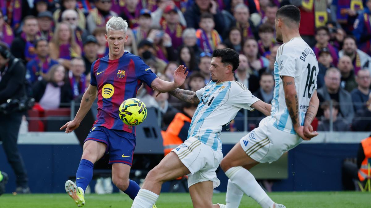 El enrachado Dani Olmo avanza al Barça tras una gran presión de Lamine